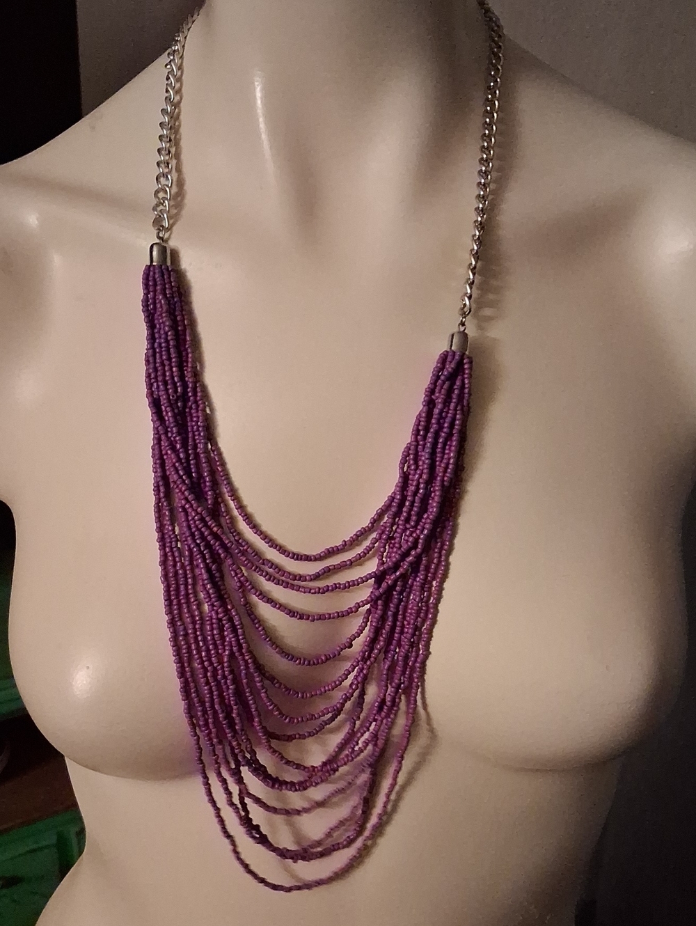 Layered Purple Beaded Necklace - Women Jewelry